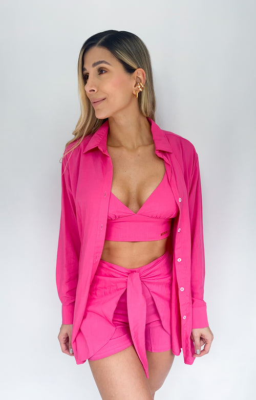Conjunto 2 Piezas Short Amarras Crop Top