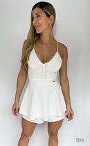 Vestido Corto Blusa Blonda