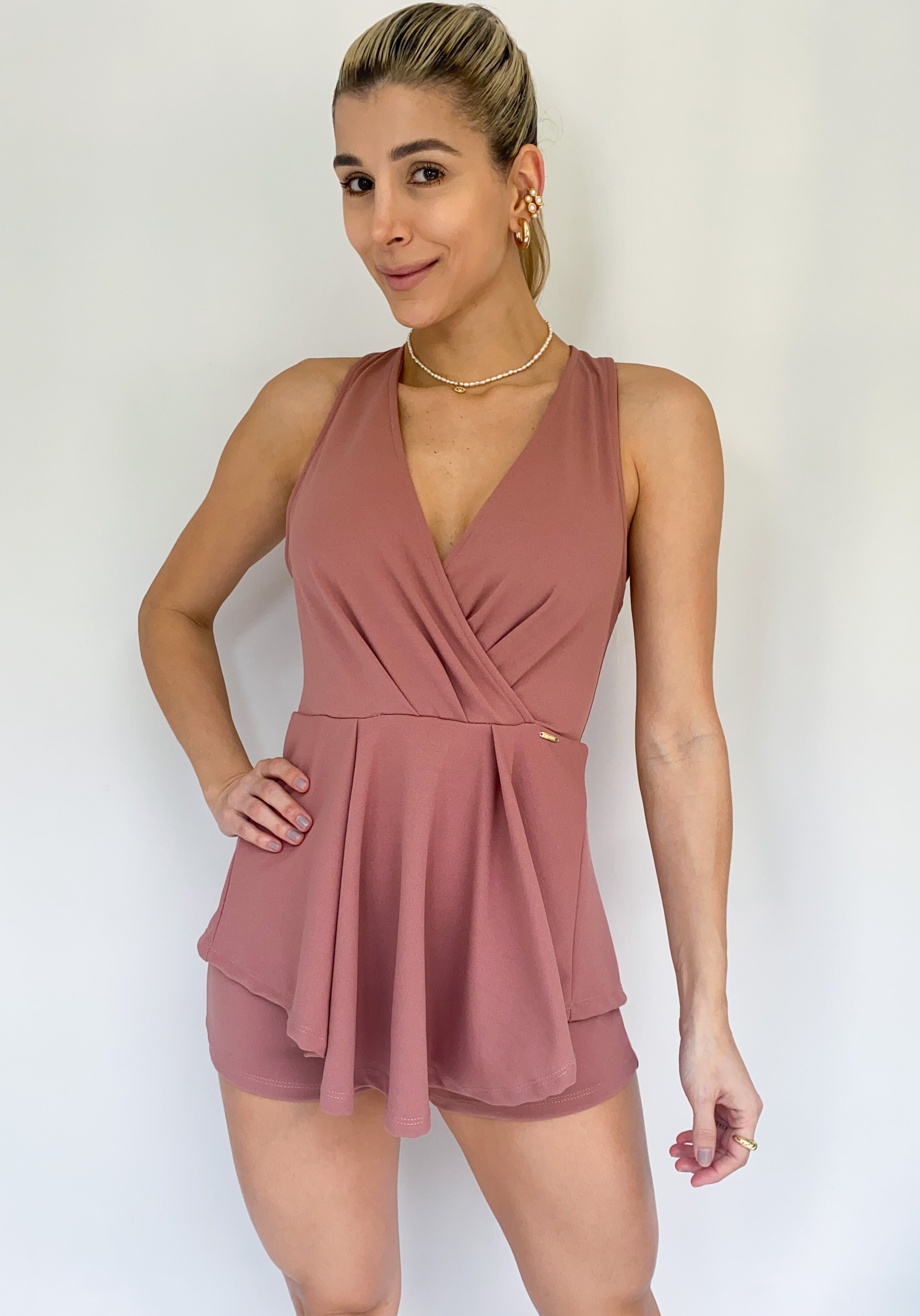 Vestido Falda Short Escote Cruzado