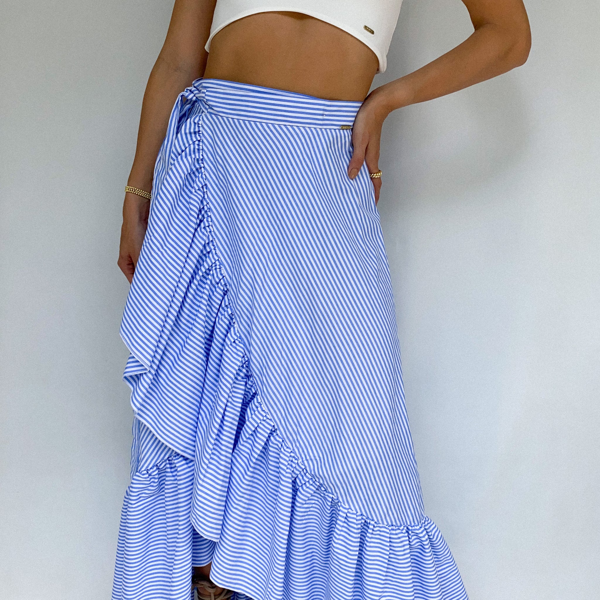 Falda Larga Rayas Bolero Cruzado