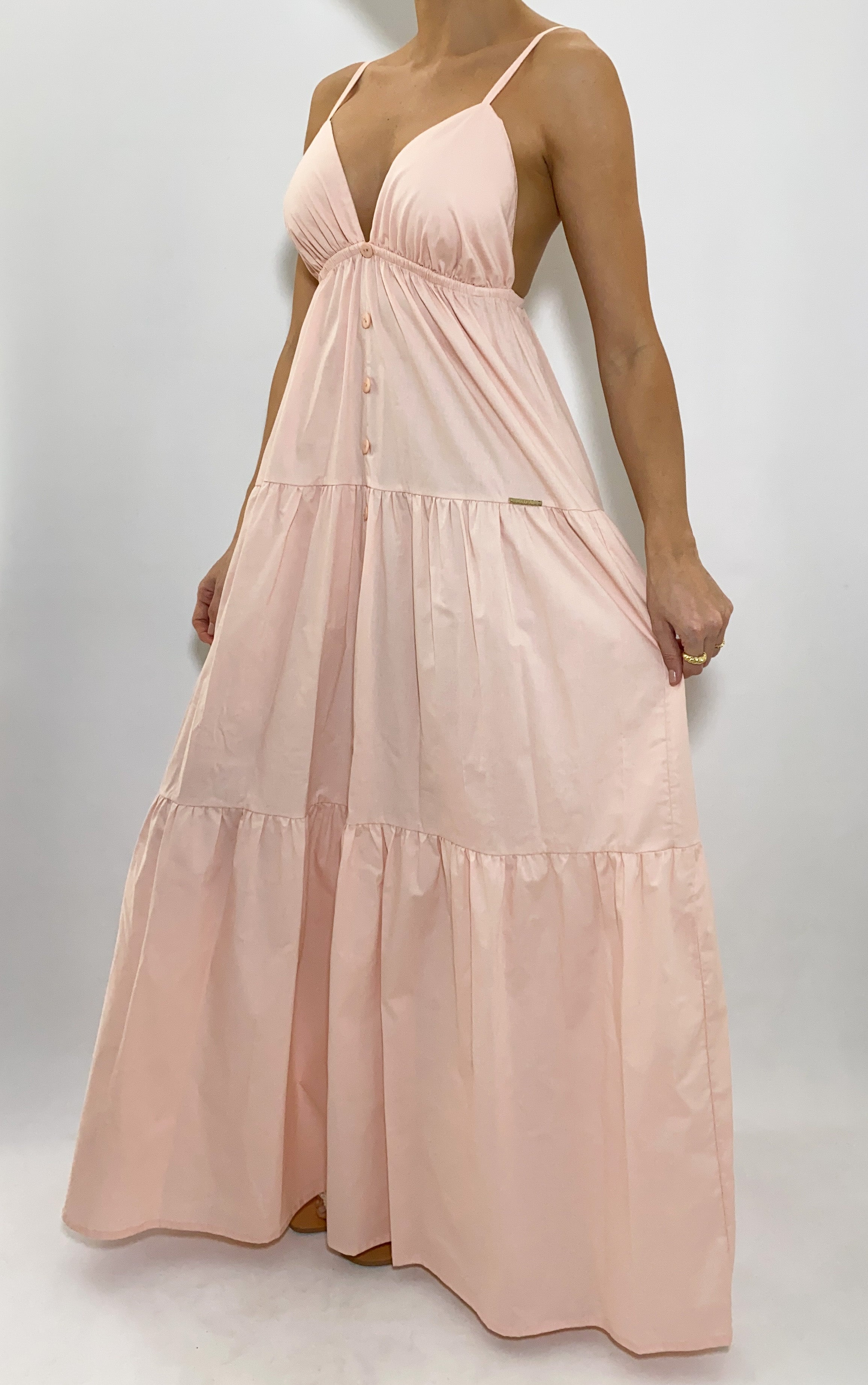 Vestido Largo De Tiras Cuello V