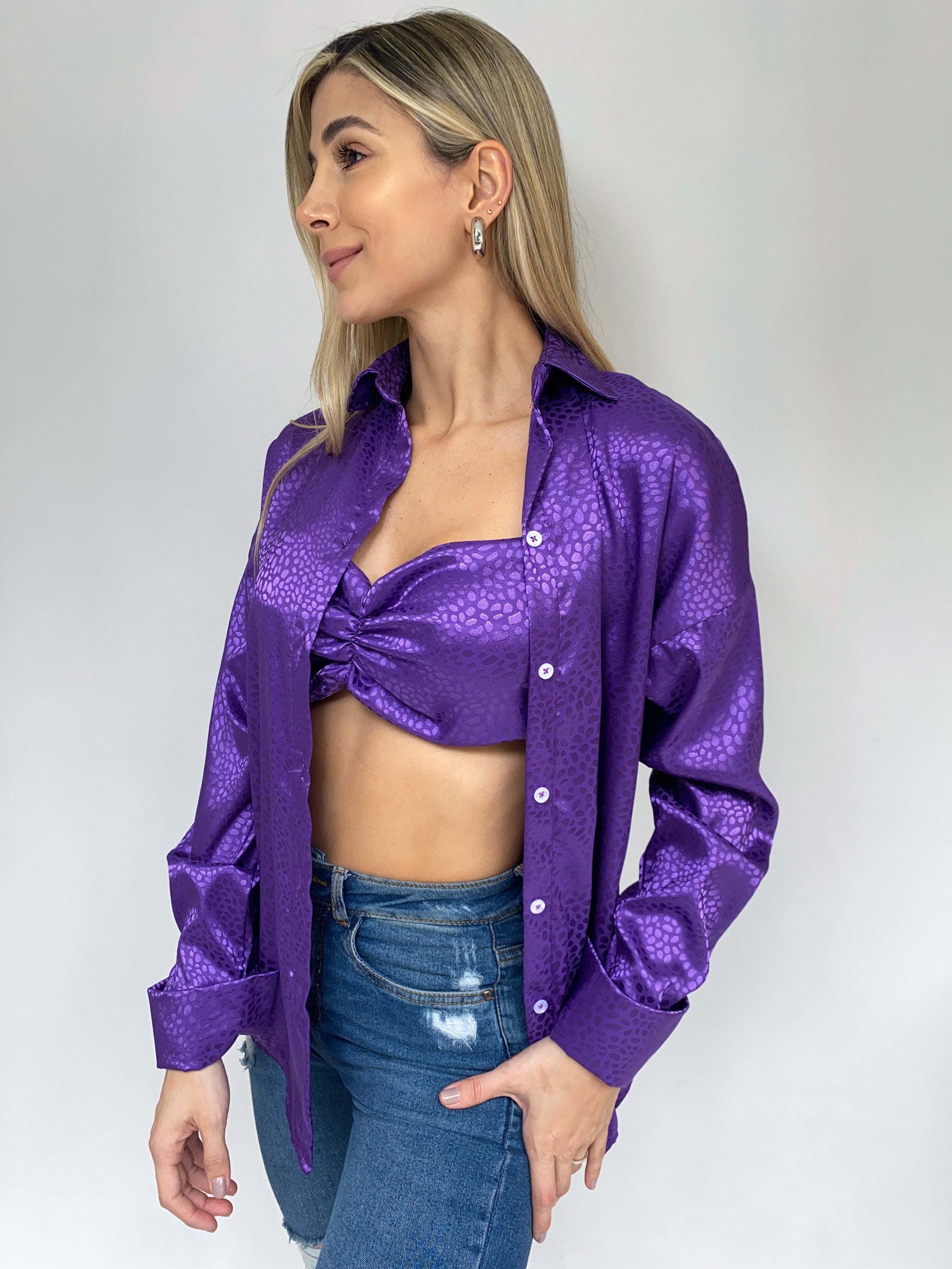 Camisera Con Crop Top Estampado