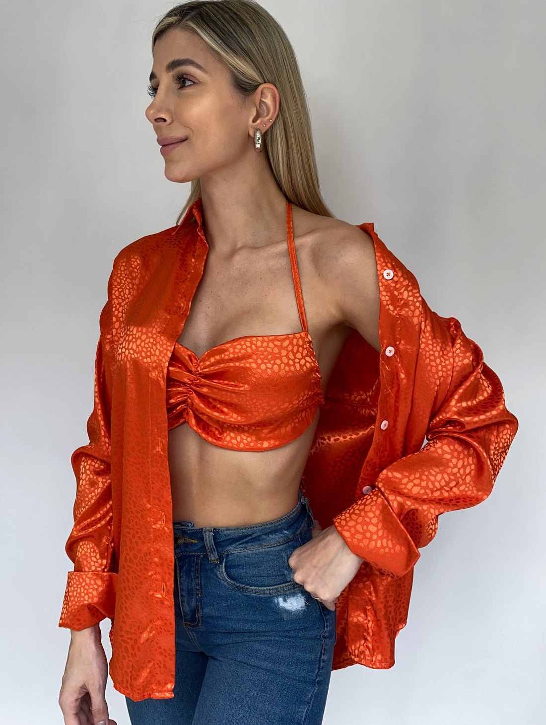Camisera Con Crop Top Estampado