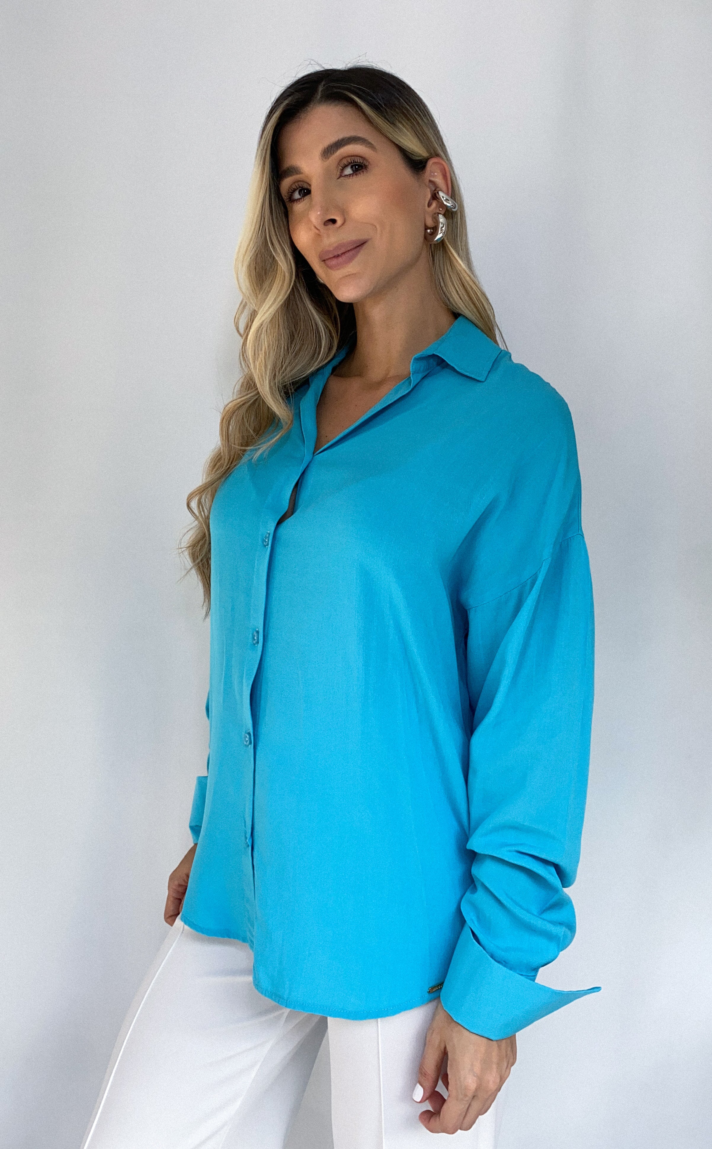 Camisera Lisa Manga Larga Unicolor