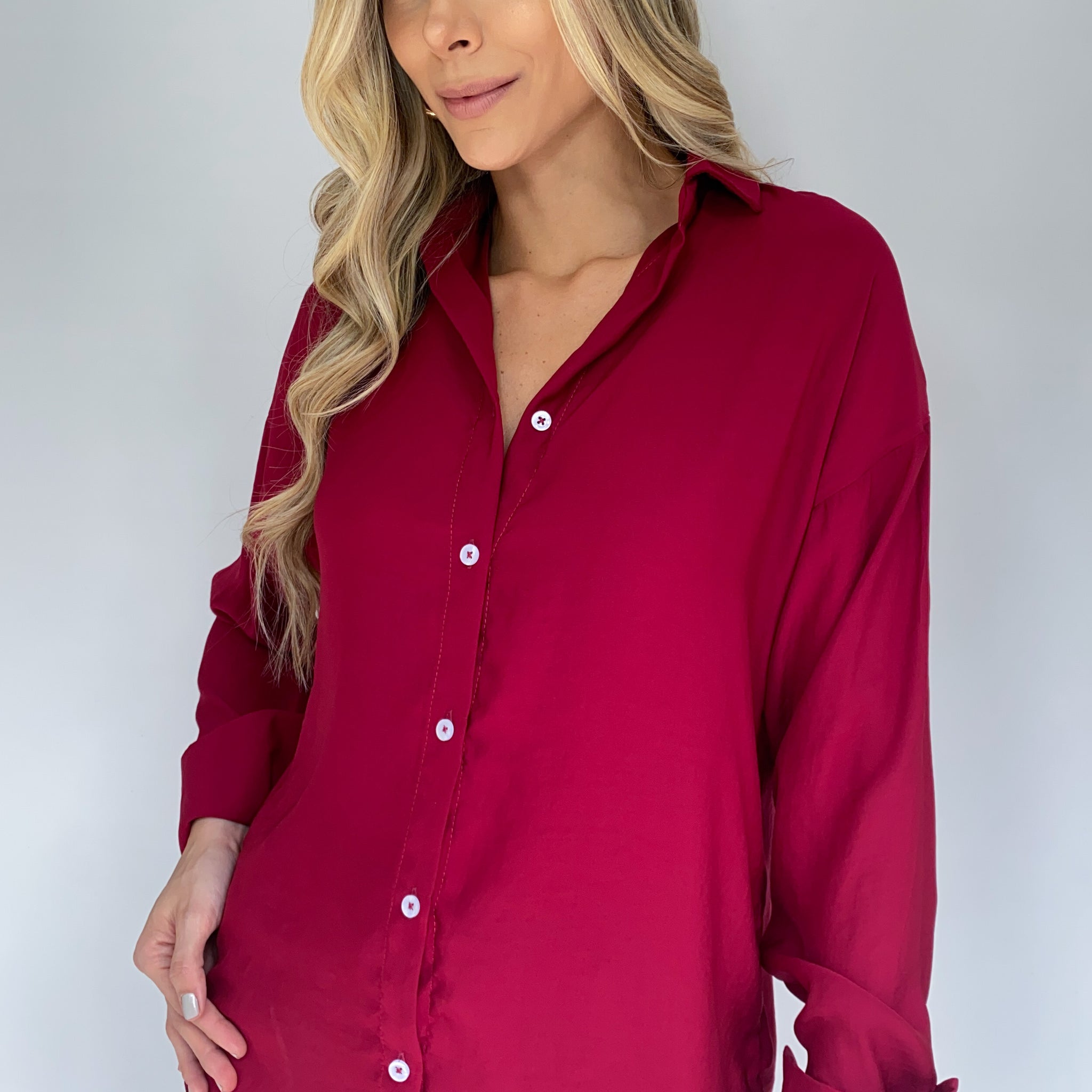 Camisera Lisa Manga Larga Unicolor