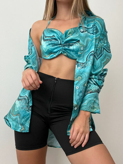 Camisera Con Crop Top Estampada