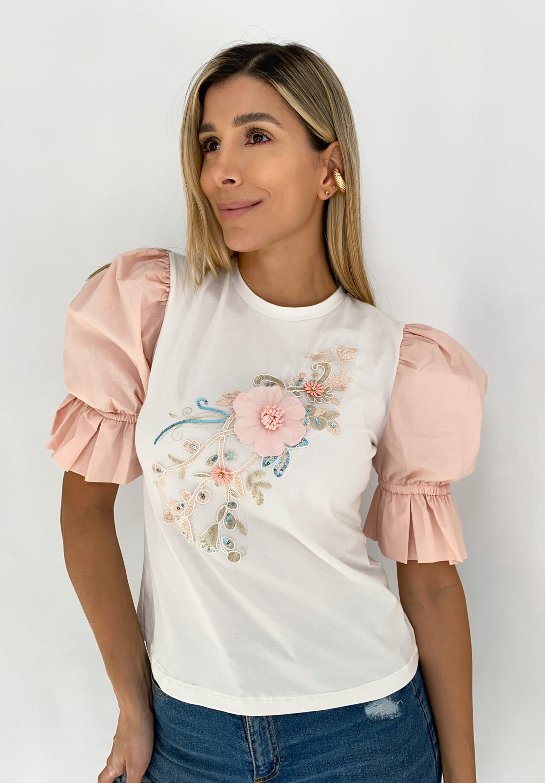 Blusa Manga Popelina Estilo Campana