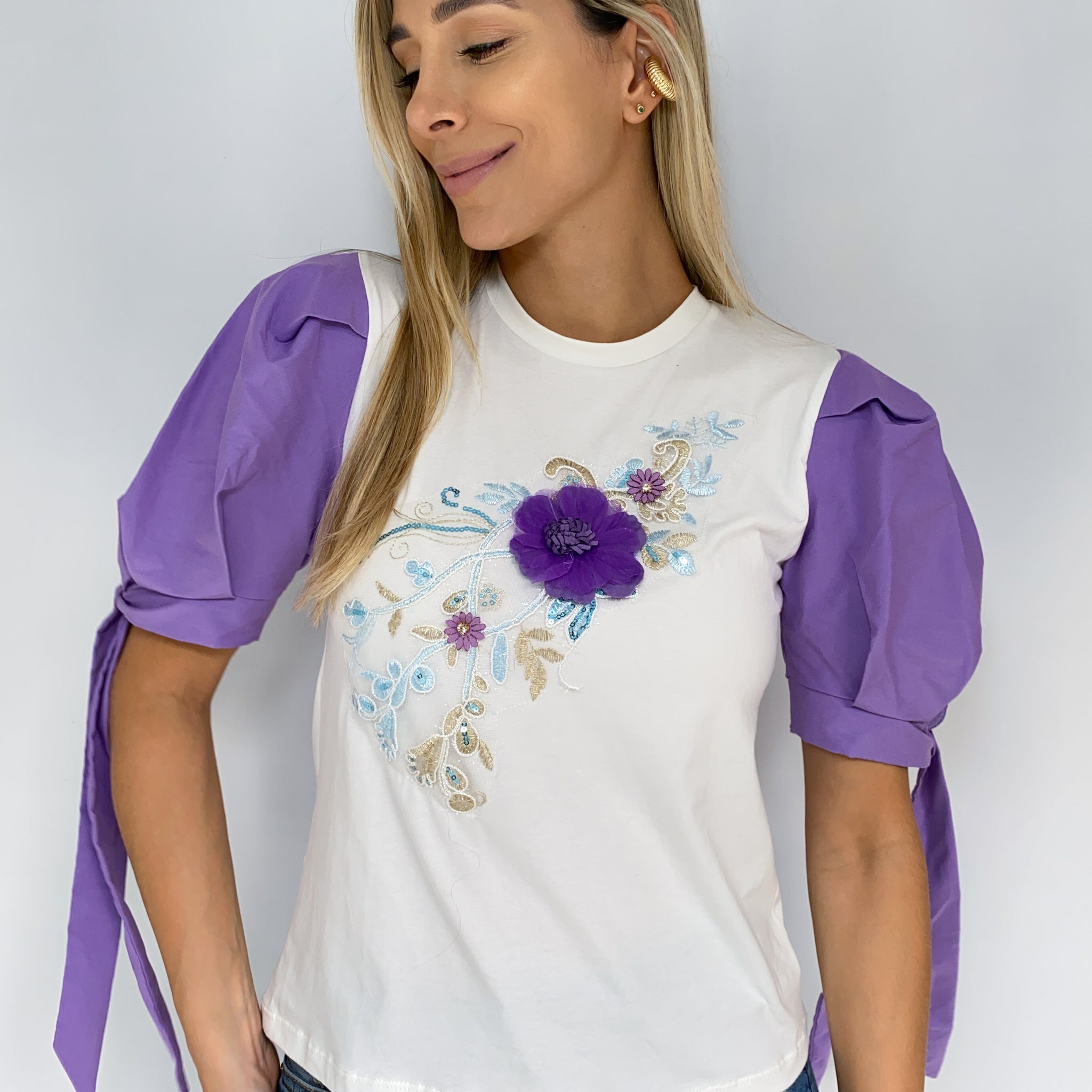 Blusa Manga Corta Popelina Amarrar