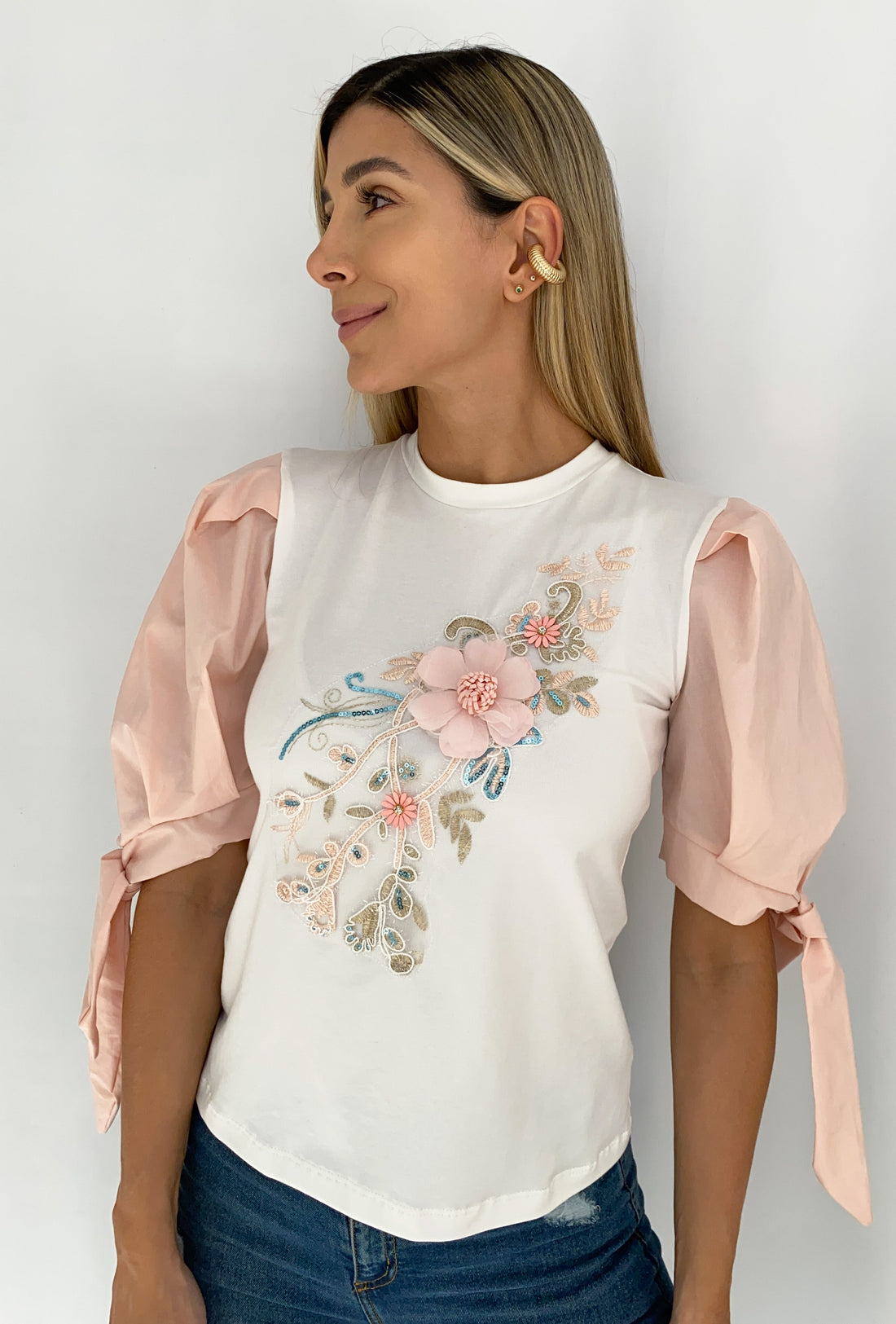 Blusa Manga Corta Popelina Amarrar
