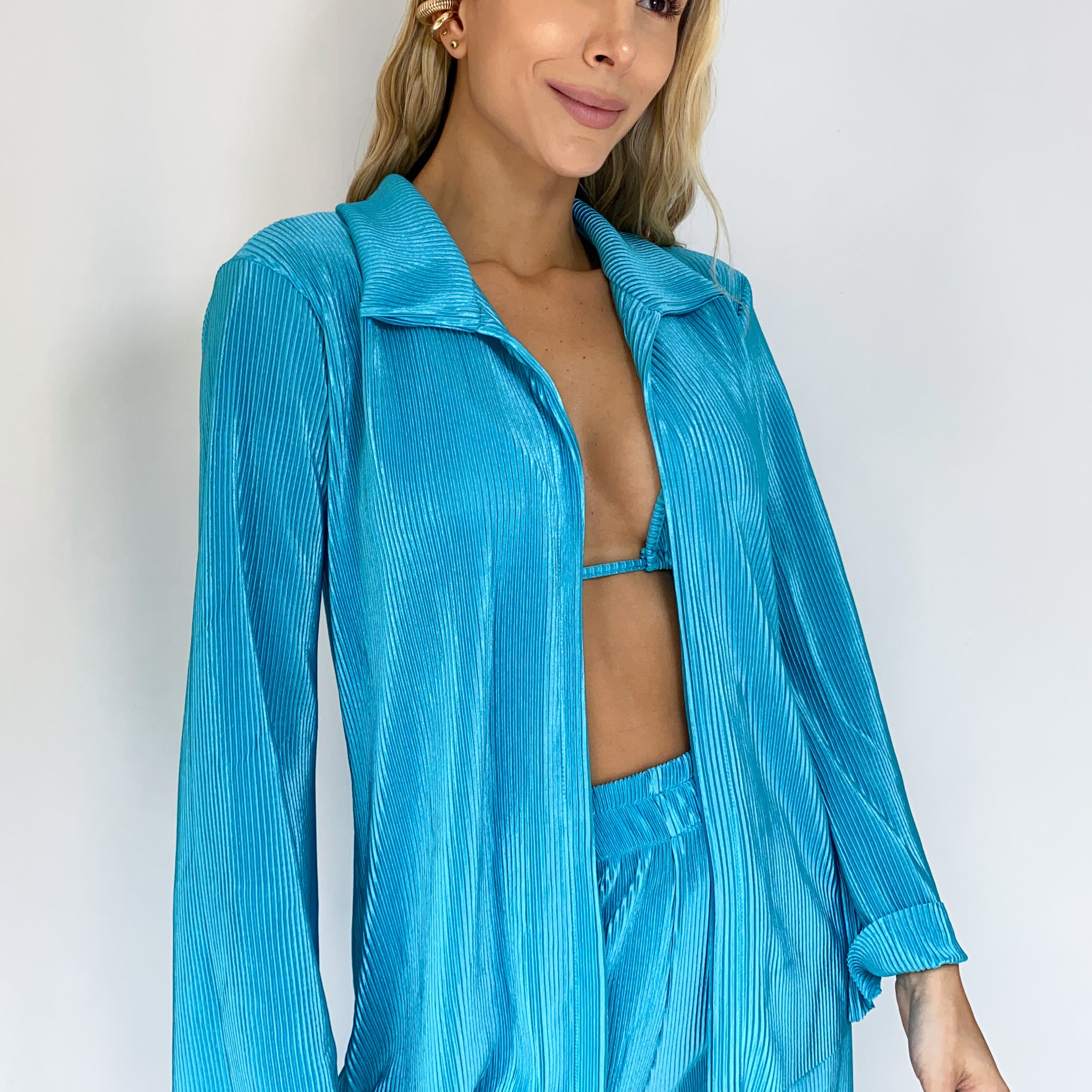 Camisa Plisada + Top Tiras Unicolor