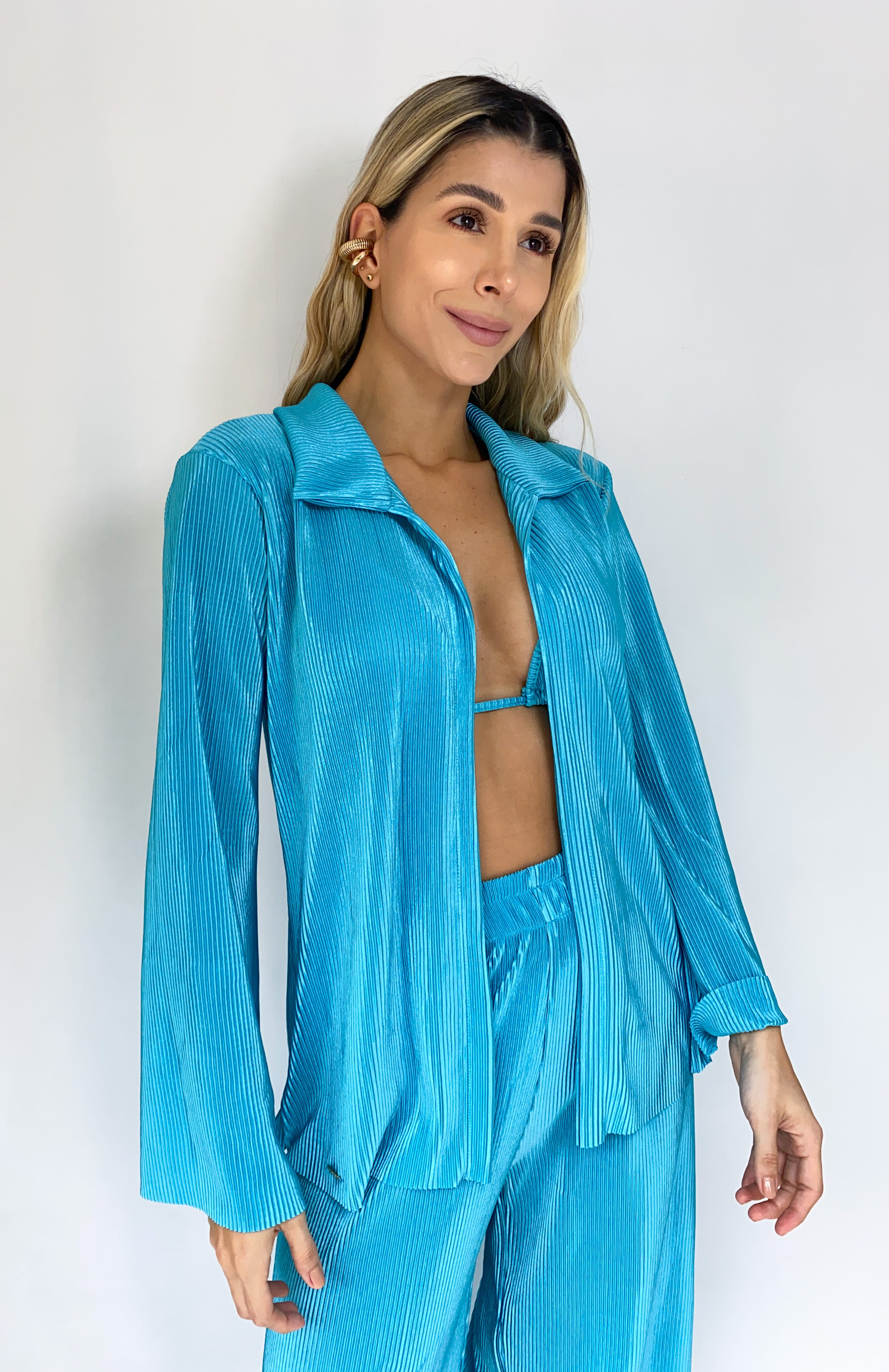 Camisa Plisada + Top Tiras Unicolor