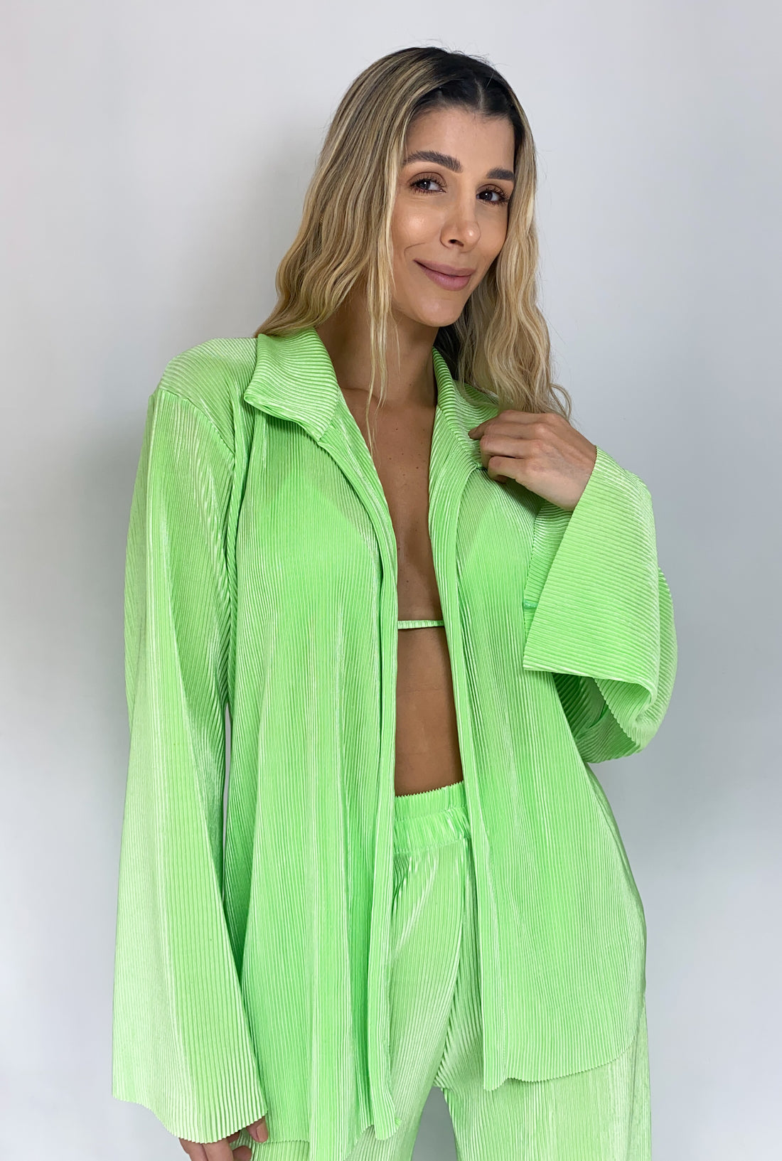 Camisa Plisada + Top Tiras Unicolor