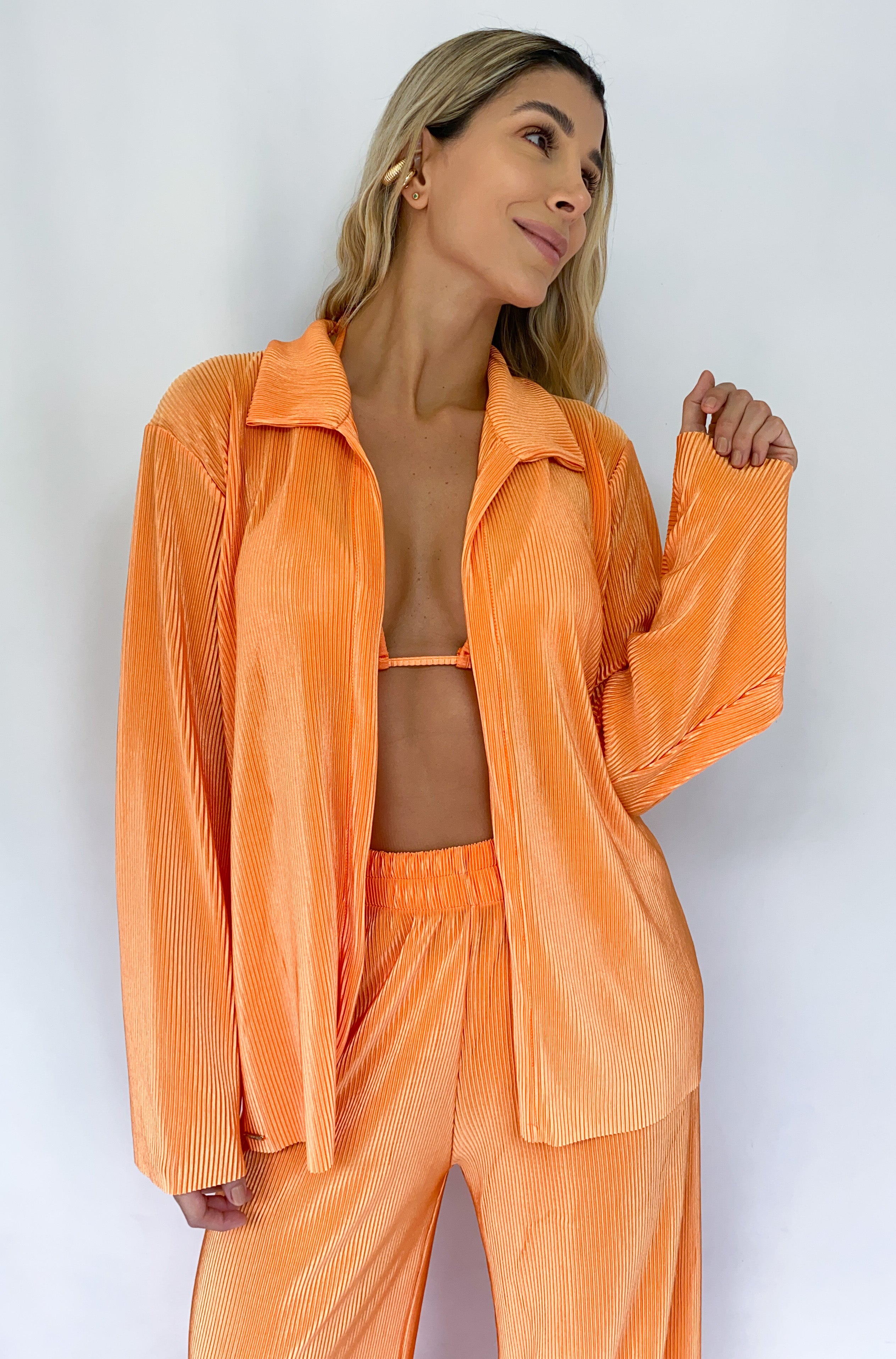 Camisa Plisada + Top Tiras Unicolor