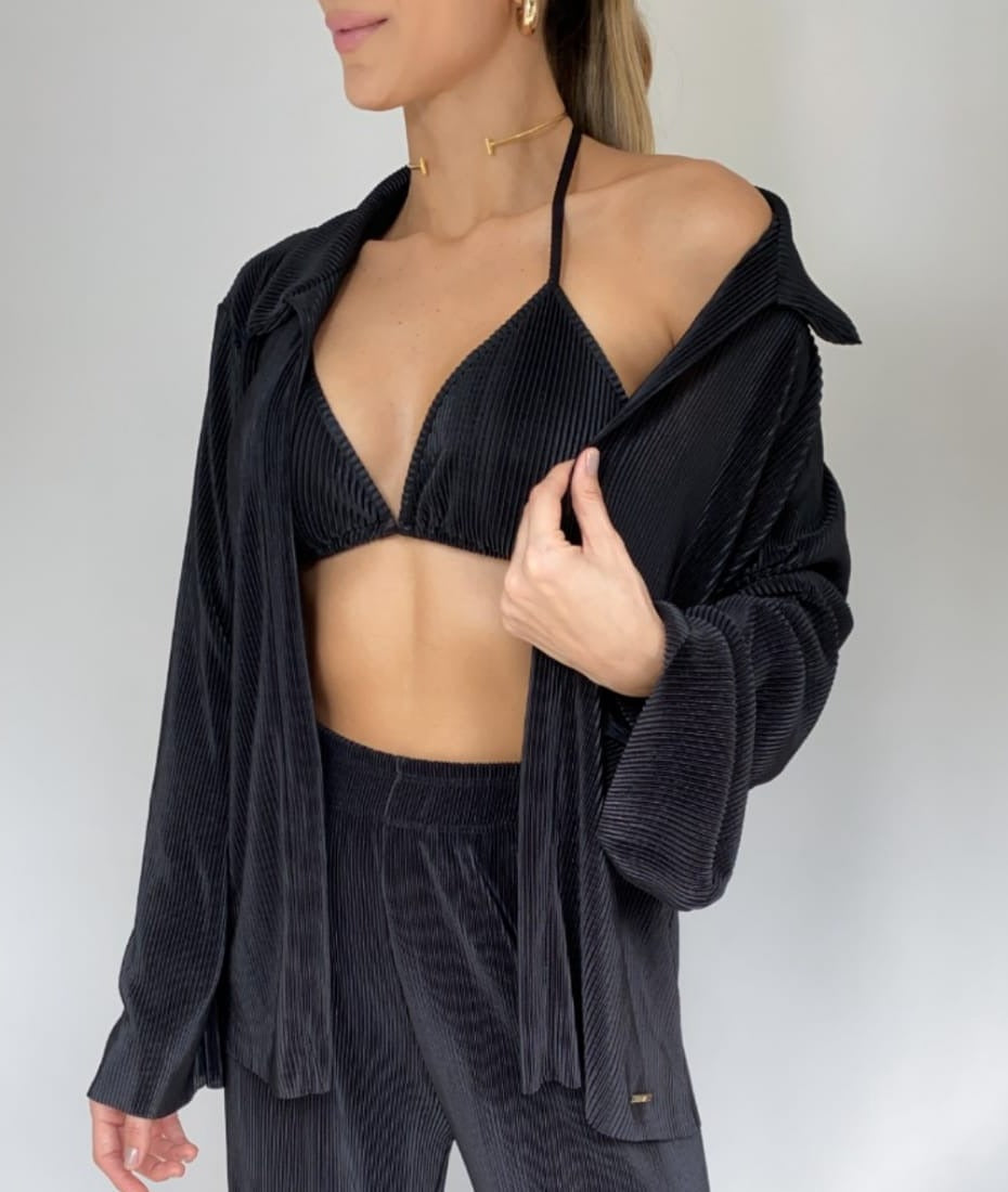 Camisa Plisada + Top Tiras Unicolor