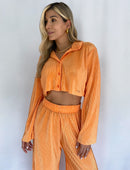 Camisera Dama Corta Manga Larga Plisada