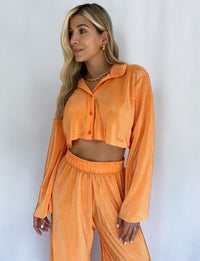 Camisera Dama Corta Manga Larga Plisada