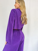 Camisera Dama Corta Manga Larga Plisada