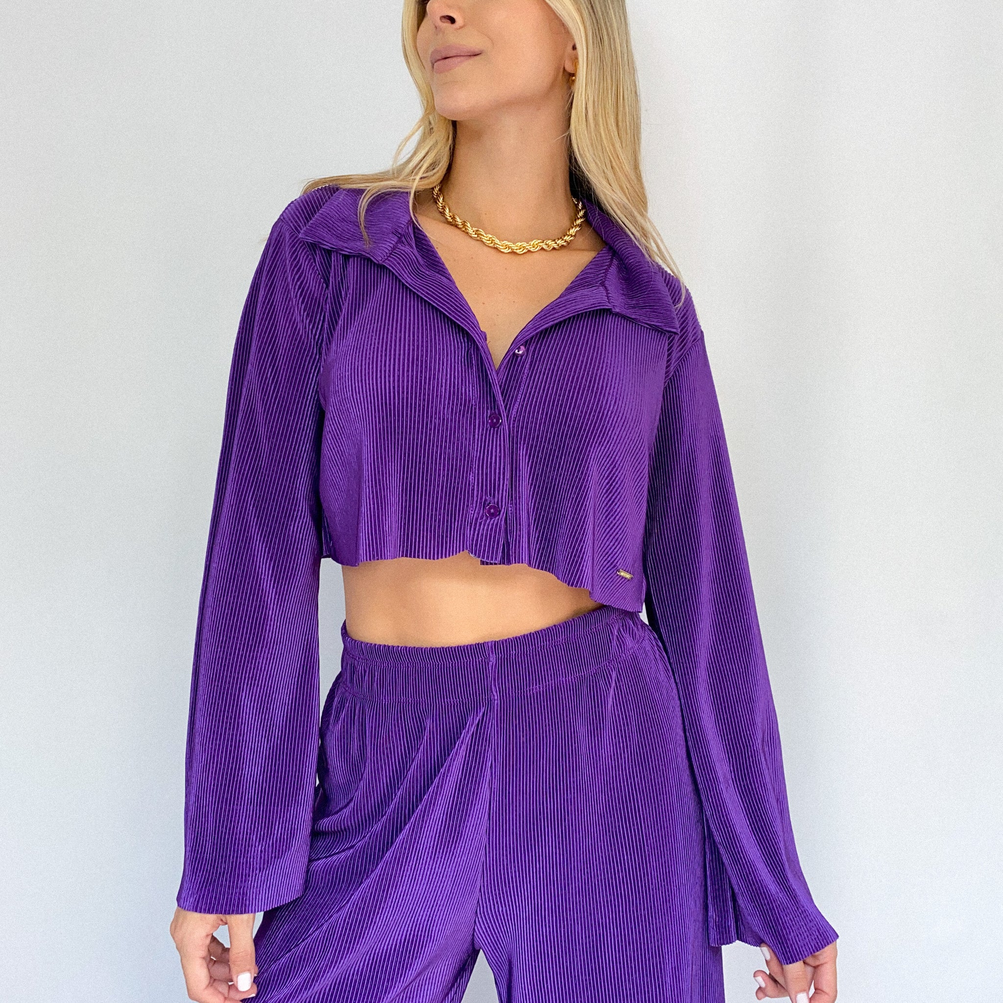 Camisera Dama Corta Manga Larga Plisada