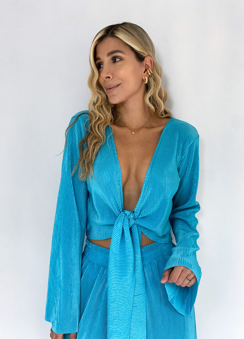 Blusa Manga Larga Amarra Centro Plisada