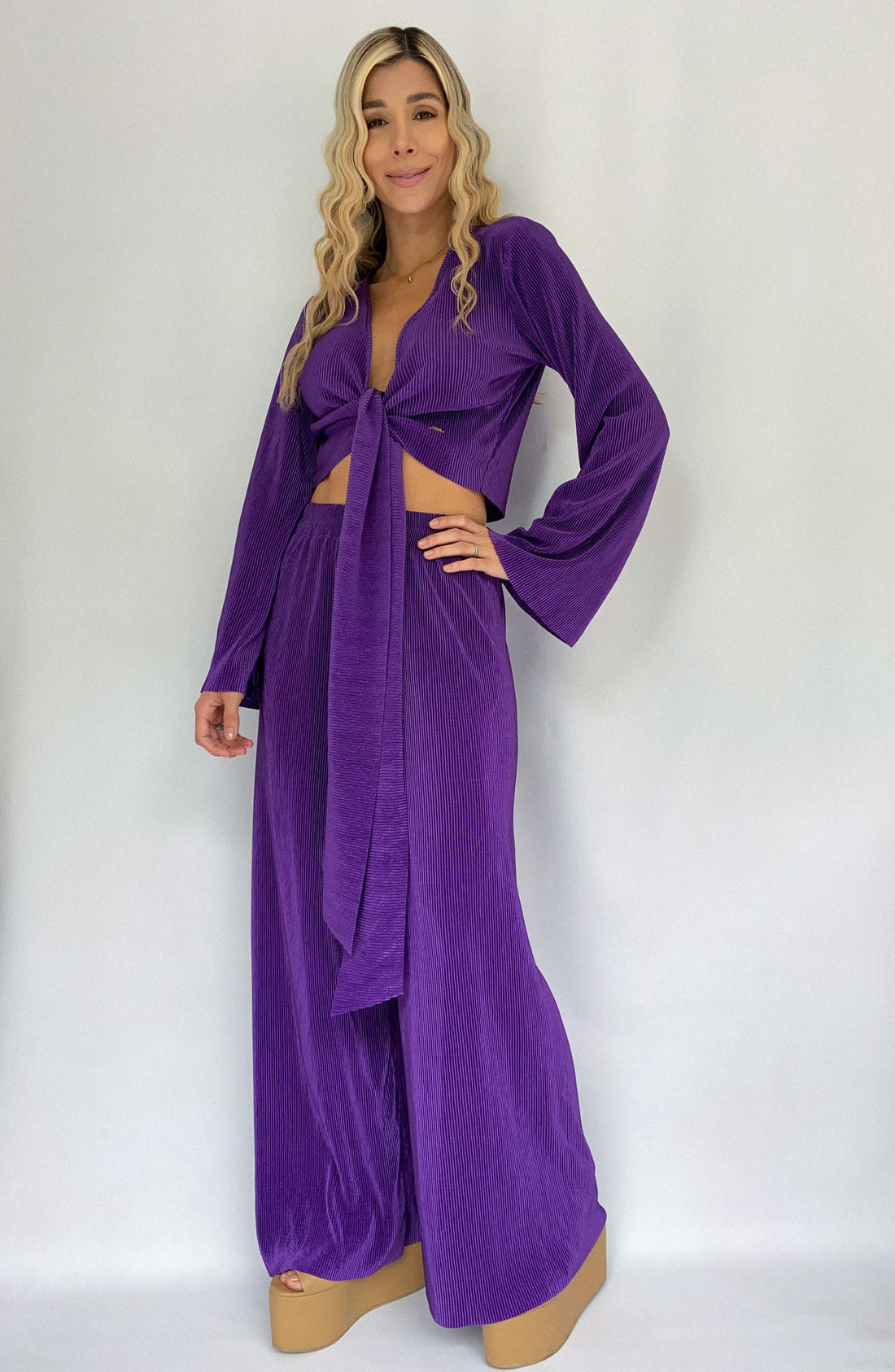 Pantalon Plisado Unicolor