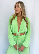 Camisa Manga Larga Tiras Unicolor