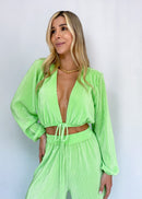 Camisa Manga Larga Tiras Unicolor