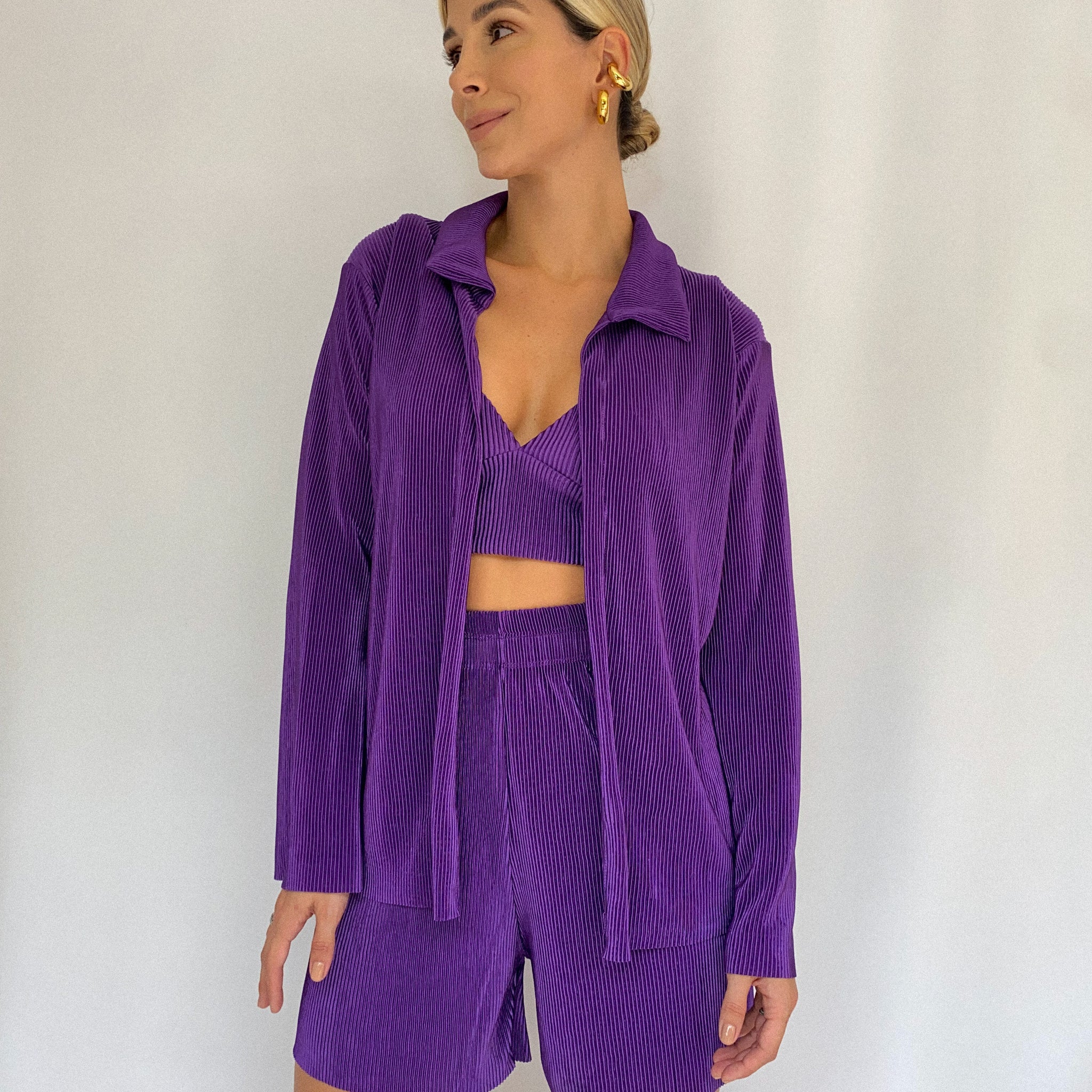 Camisera Plisada Unicolor