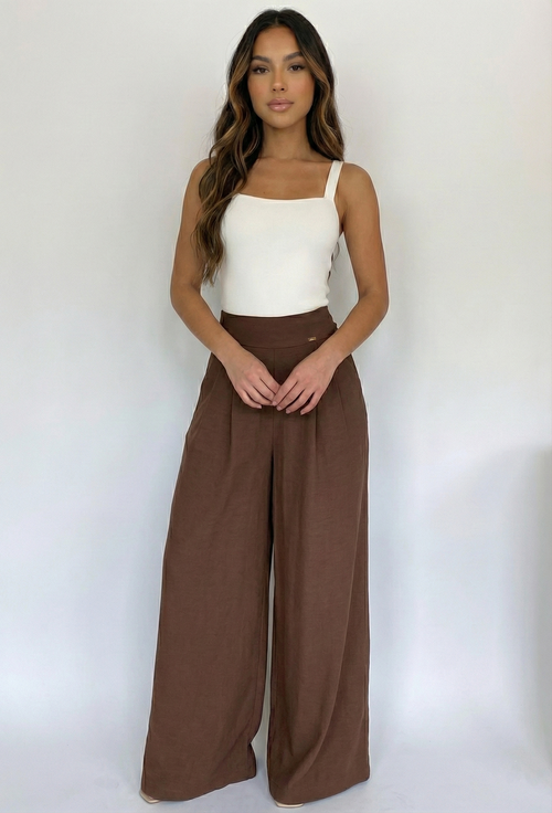 Pantalon Prense Bota Ancha Con Bolsillo