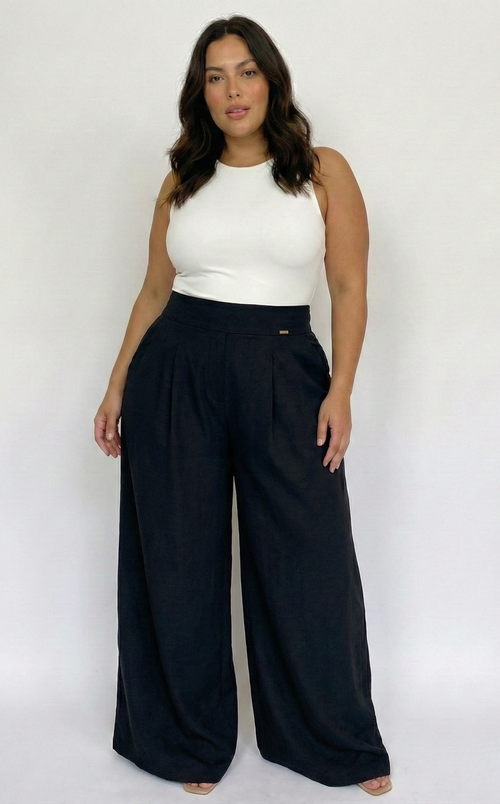 Pantalon Bota Ancha Con Bolsillo Plus