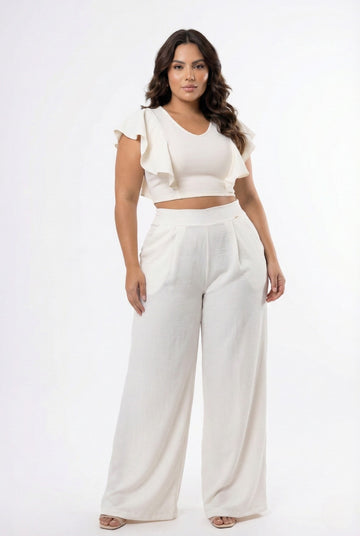 Pantalon Bota Ancha Con Bolsillo Plus