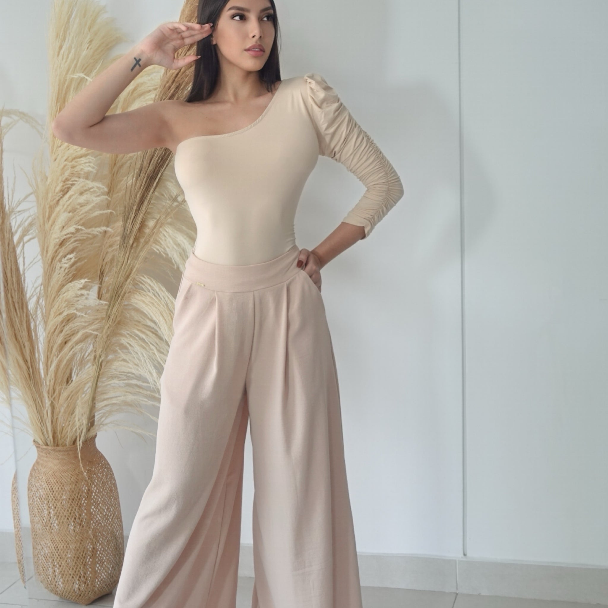 Pantalon Prense Bota Ancha Con Bolsillo