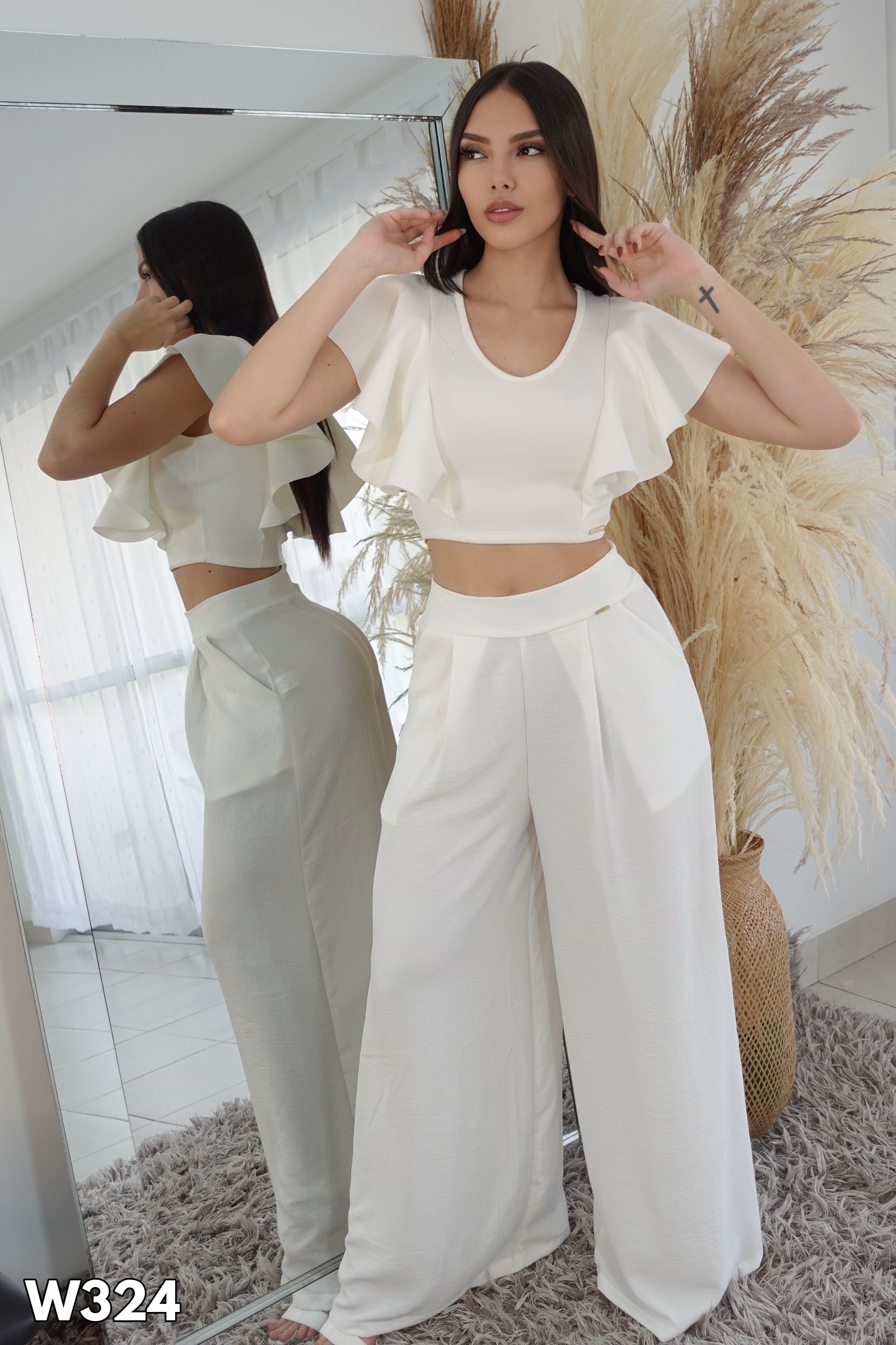 Pantalon Prense Bota Ancha Con Bolsillo