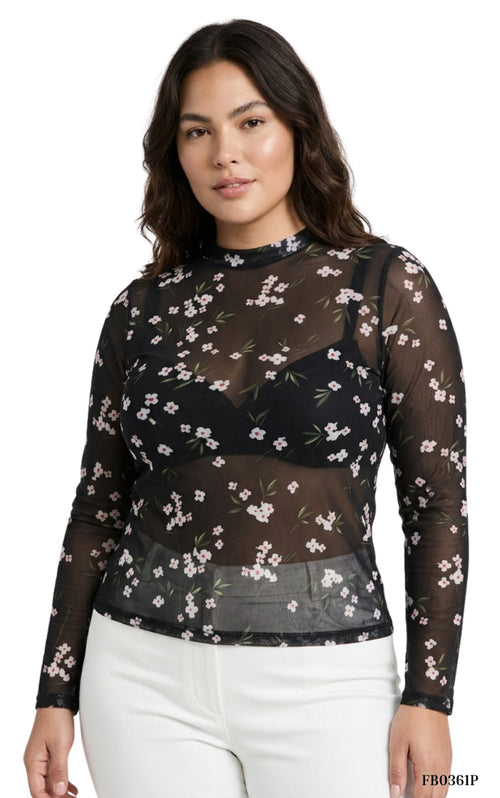 Blusa Manga Larga Cuello Alto