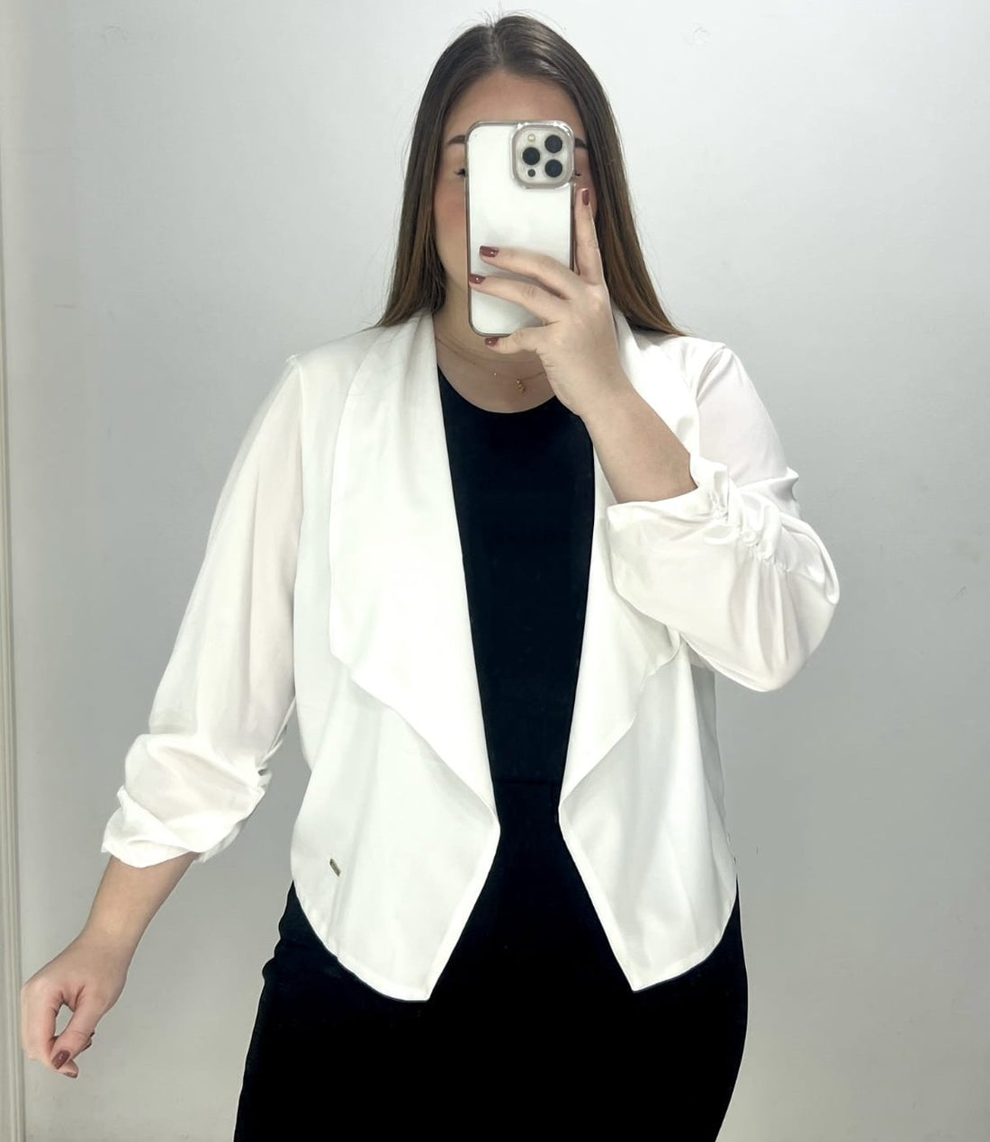 Blazer manga larga runche talla plus