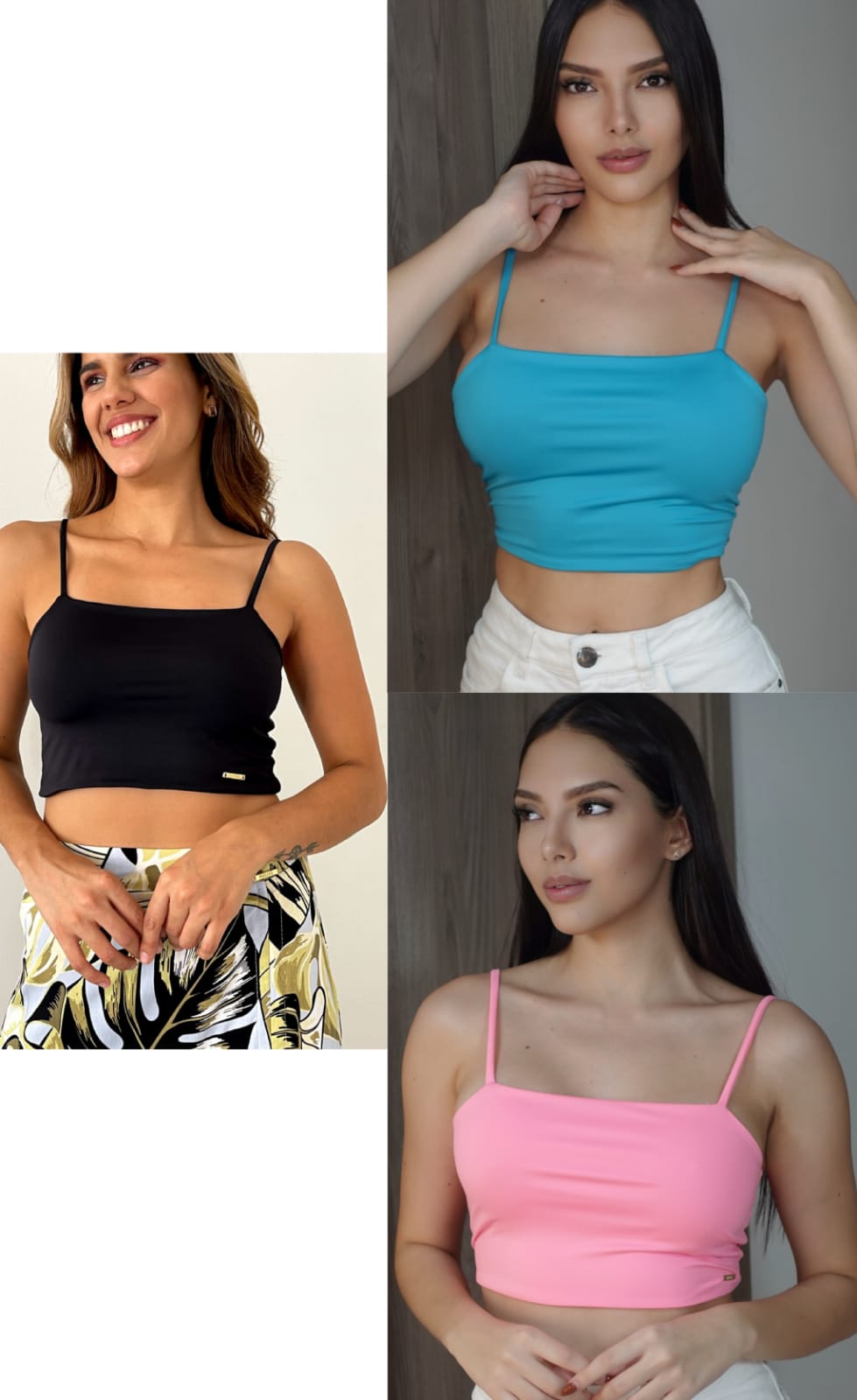 Crop top tiras solo fondo paquete X3