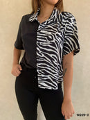 Blusa camisera dos tonos animal print