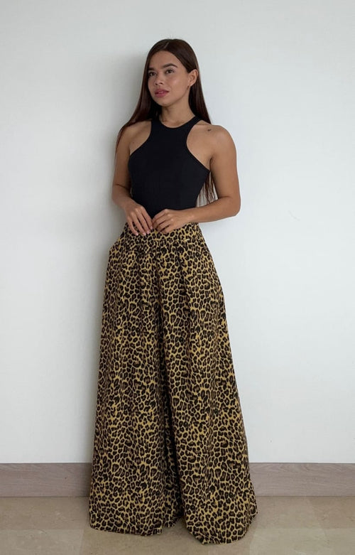 Pantalón Palazzo animal print