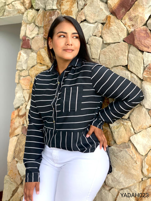 Blusa Manga Larga Rayas Botón
