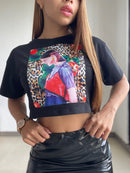 Camiseta Corta Over Size Unicolor Apliqu