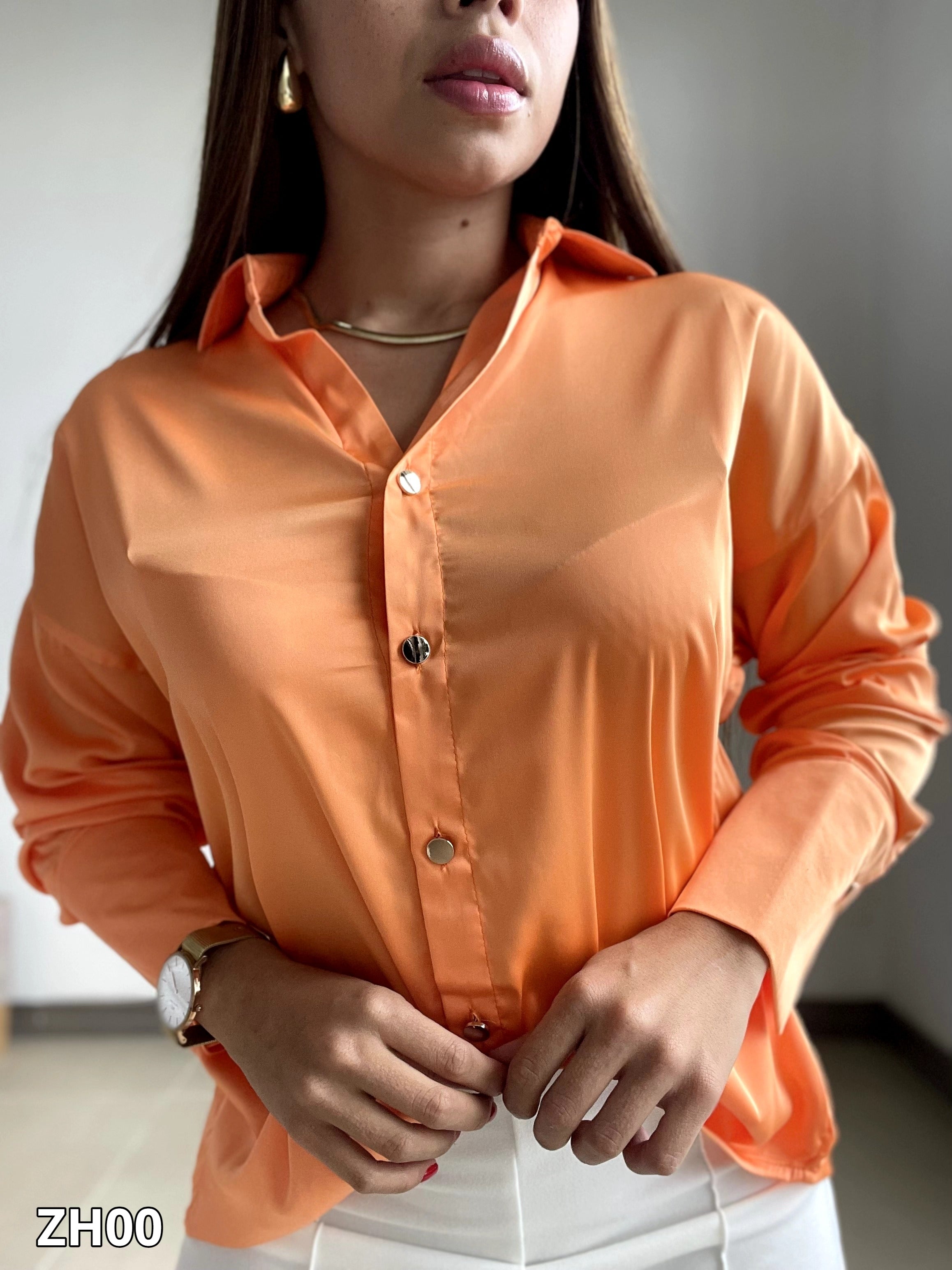 Camisa Dama Manga Larga Unicolor