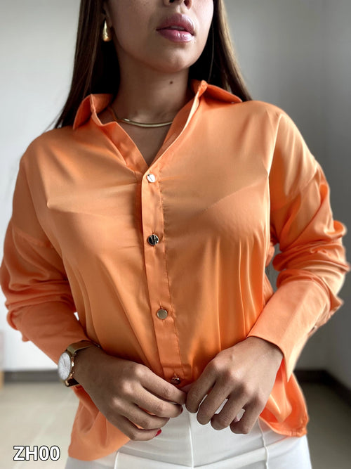 Camisa Dama Manga Larga Unicolor