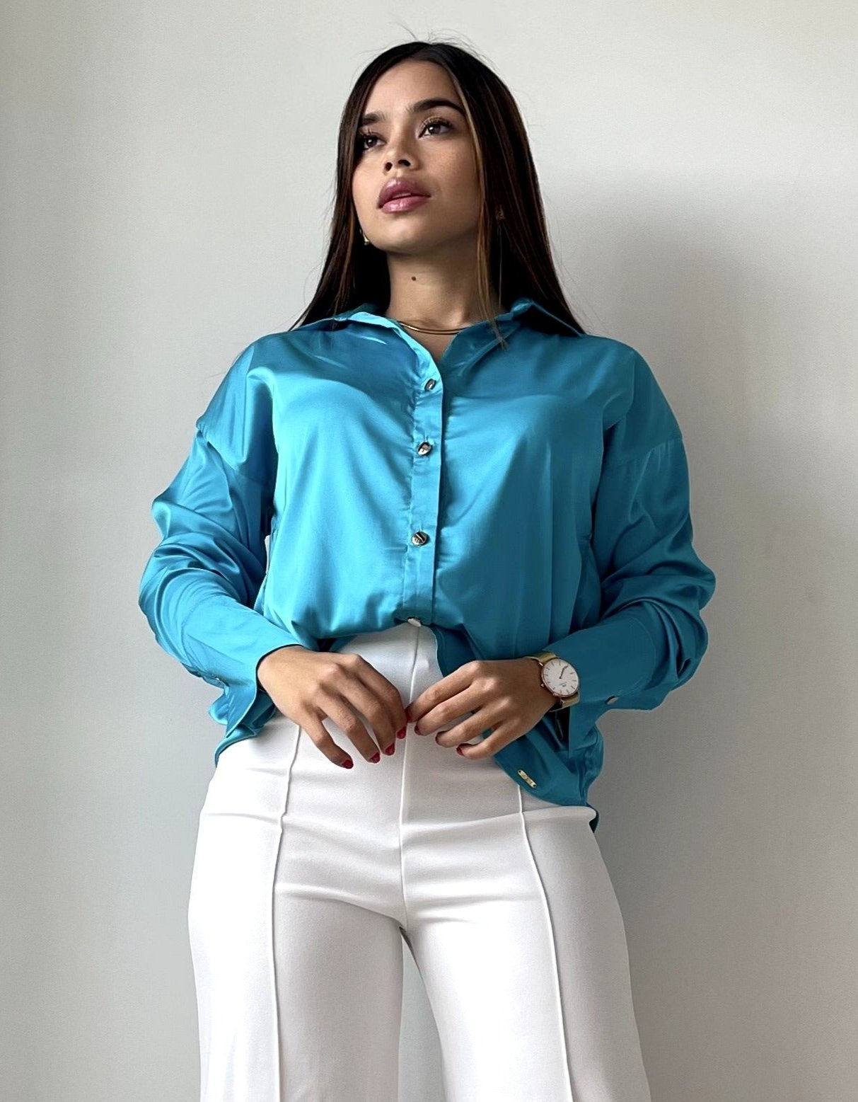 Camisa Dama Manga Larga Unicolor