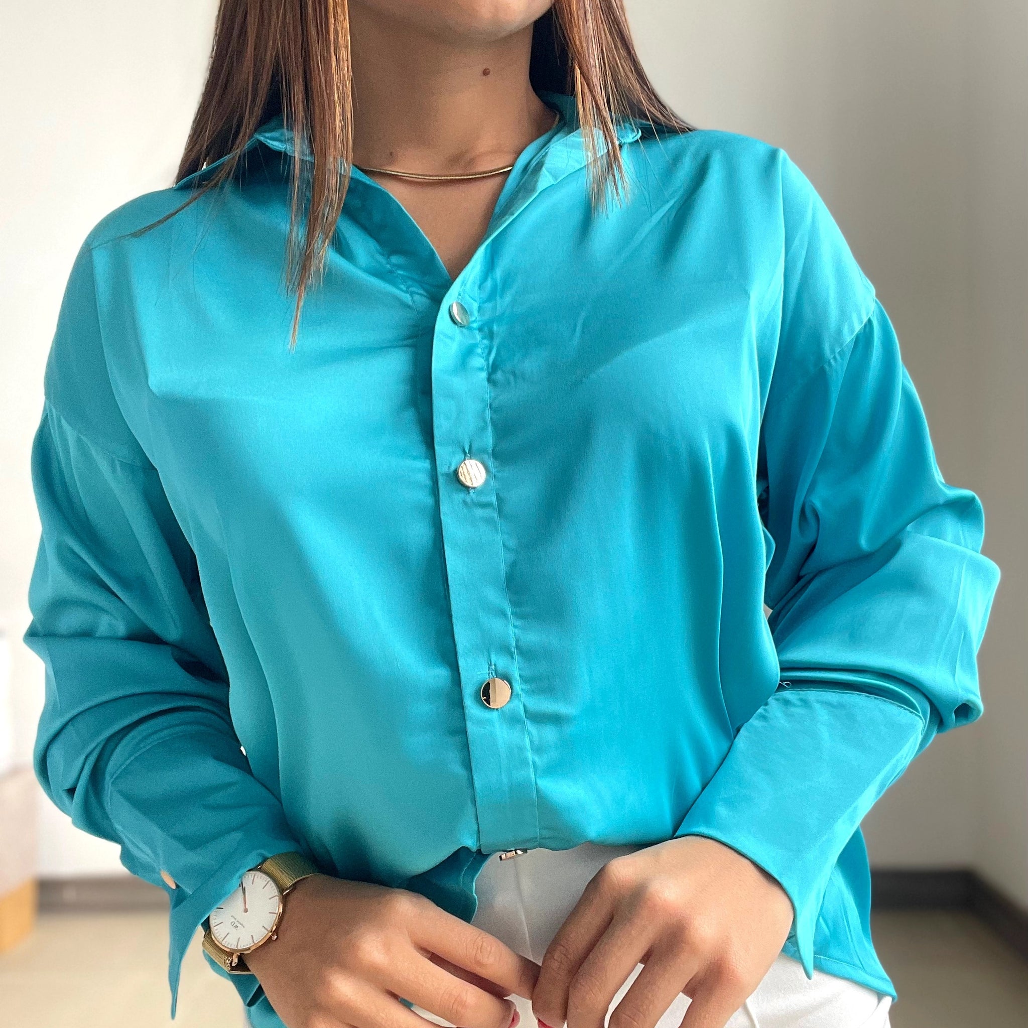 Camisa Dama Manga Larga Unicolor