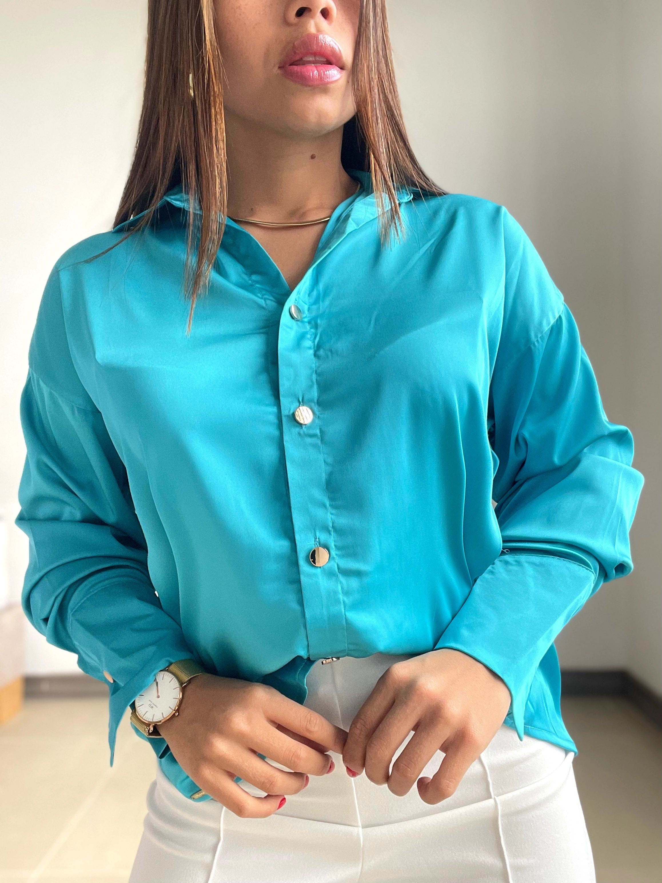 Camisa Dama Manga Larga Unicolor