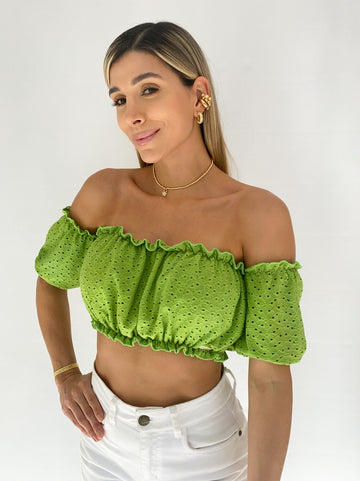 Blusa Hojarota Manga Caida