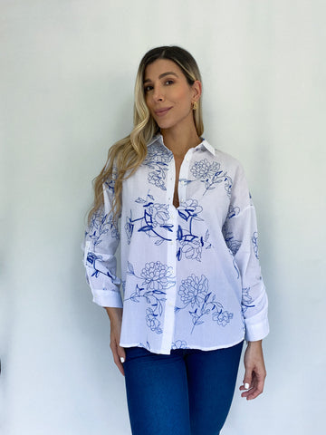 Camisera manga larga bordado flores