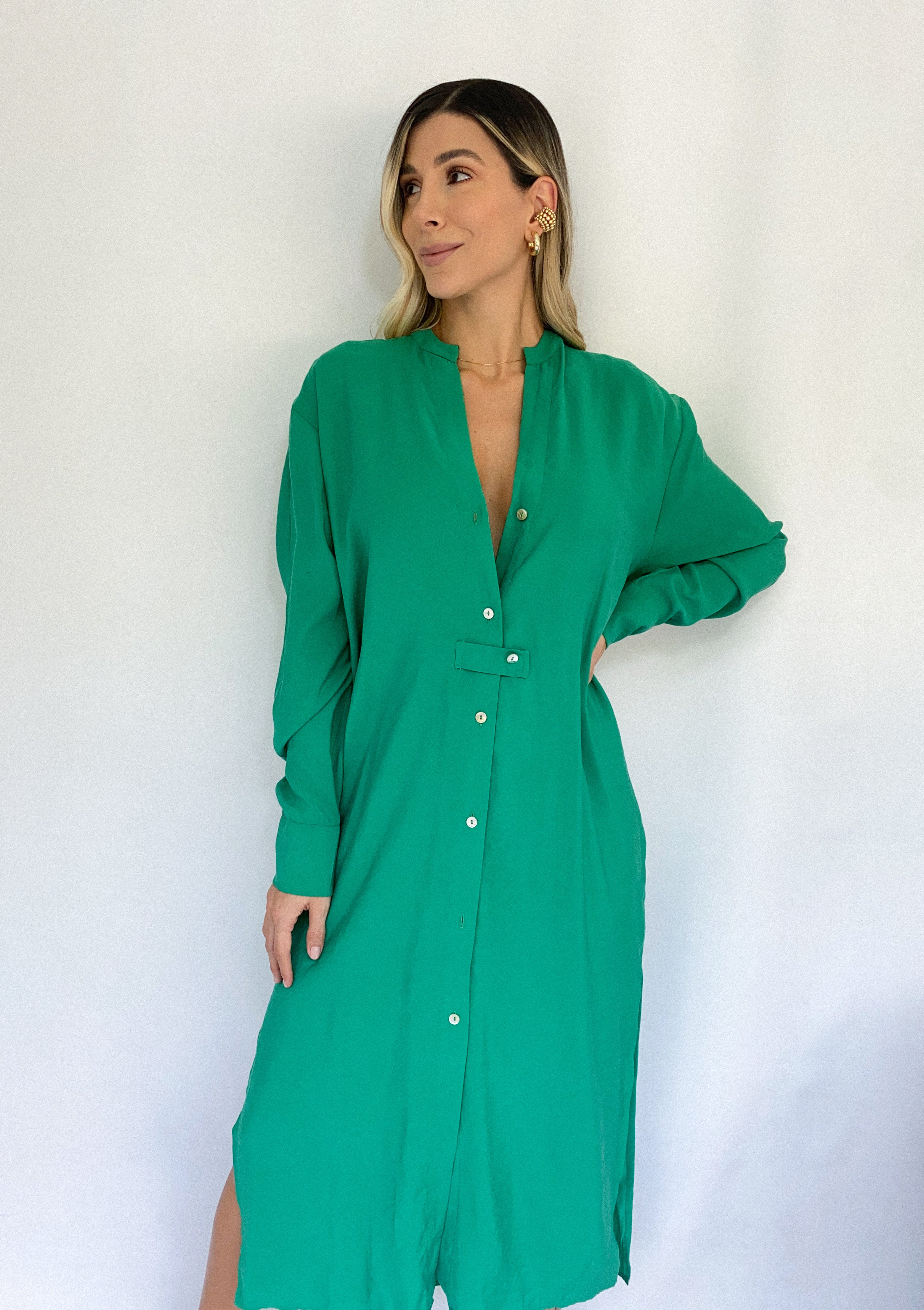 Vestido botones manga larga