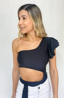 Body asimétrico manga corta bolero