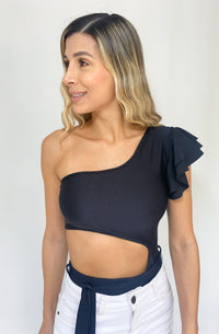 Body asimétrico manga corta bolero