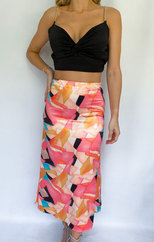 Falda campana estampada resorte